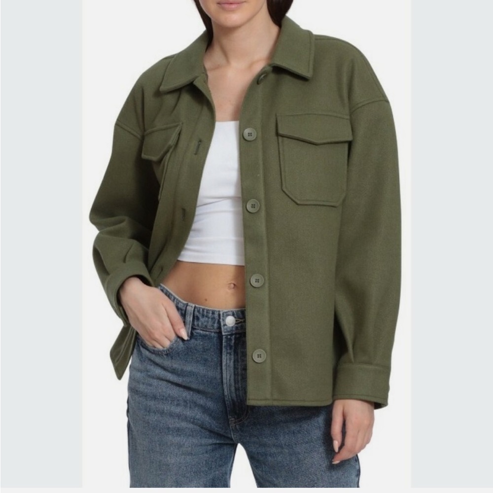 Avec Les Filles Relaxed Shacket Button Down Shirt Jacket Size S